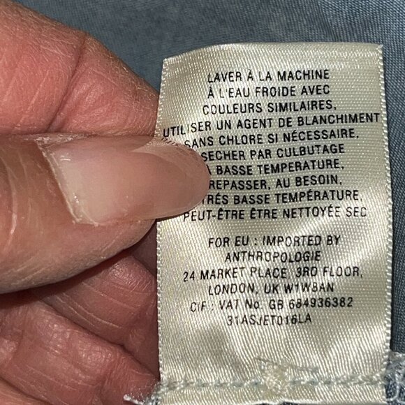 ANTHROPOLOGIE ANTHRO HOLDING HORSES Denim Chambray Ditzy Flower Shirt Top - 2 - Picture 11 of 11